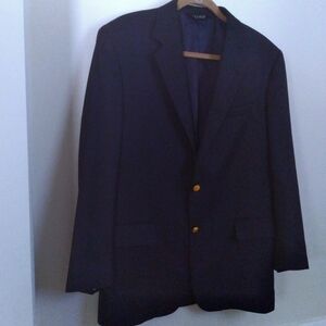 Jos A Bank Navy Blazer Wool  Gold Buttons 40R Classic Office Formal